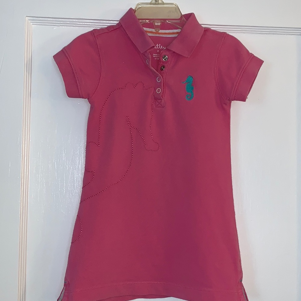 Hatley Pink Seahorse Polo Dress 2 EUC short sleeve